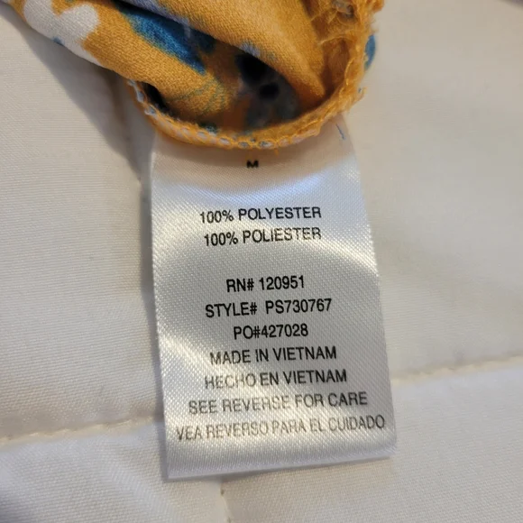 Pink Rose Mustard Floral Button-Front Tie-Hem Blouse - Picture 4 of 9